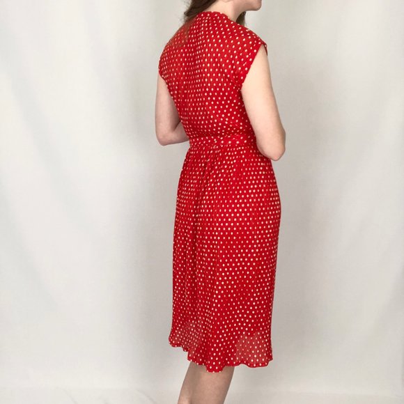 Stunning Vintage Micro Pleated Wrap Dress High Waisted Belted Midi Summer Dress - Picture 6 of 9